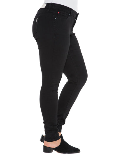SLINK JEANS Womens Black Denim Pocketed Zippered Stretch Skinny Jeans Plus 12