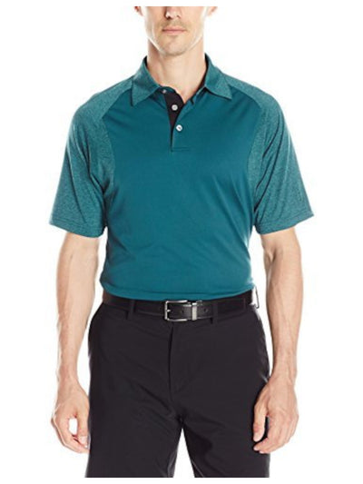 P.G.A.TOUR Mens Green Lightweight, Color Block Collared Classic Fit Shirt S