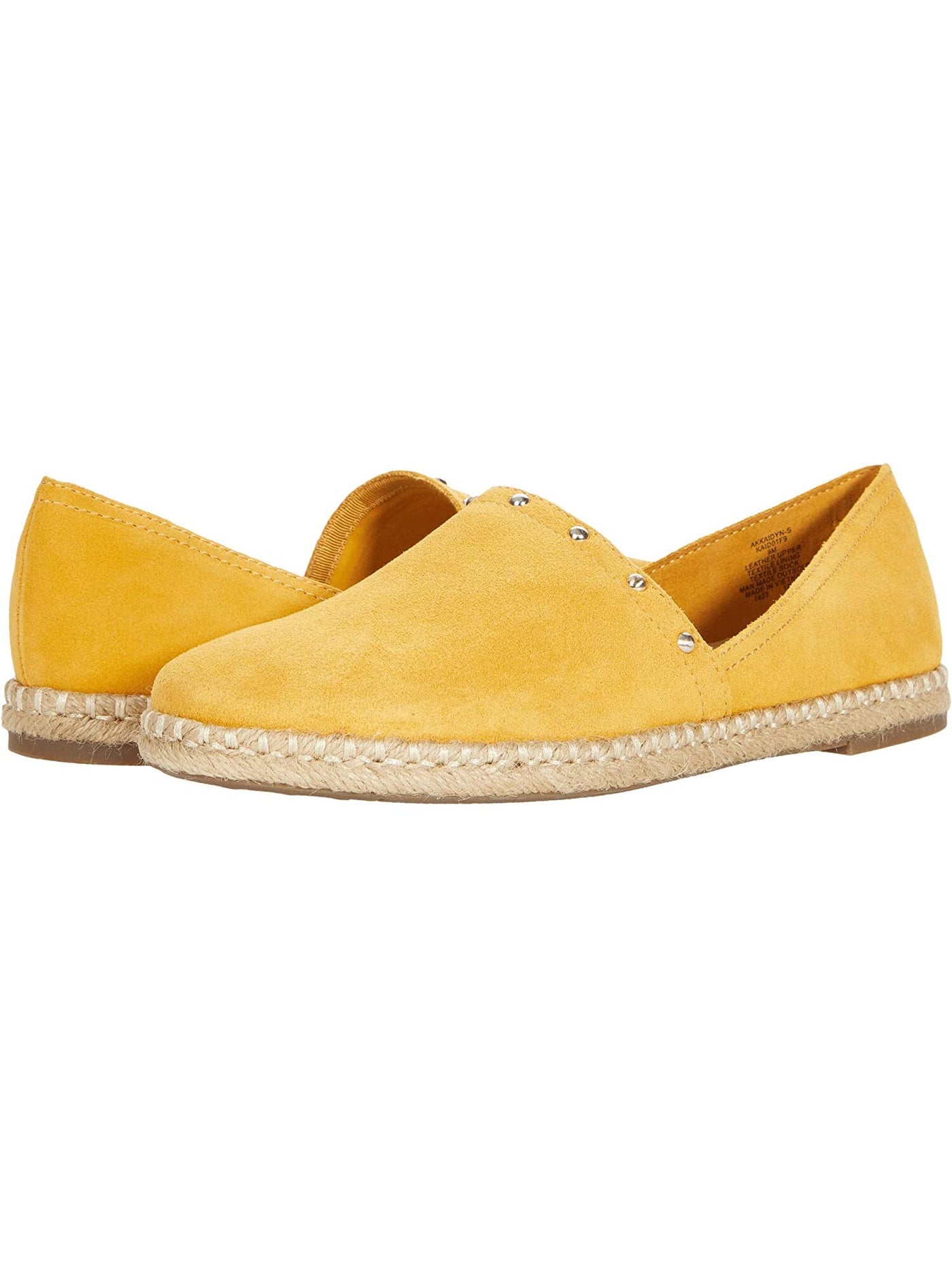 ANNE KLEIN Womens Yellow Jute Wrapped Studded Breathable Kaily Round Toe Slip On Leather Espadrille Shoes 9.5 M