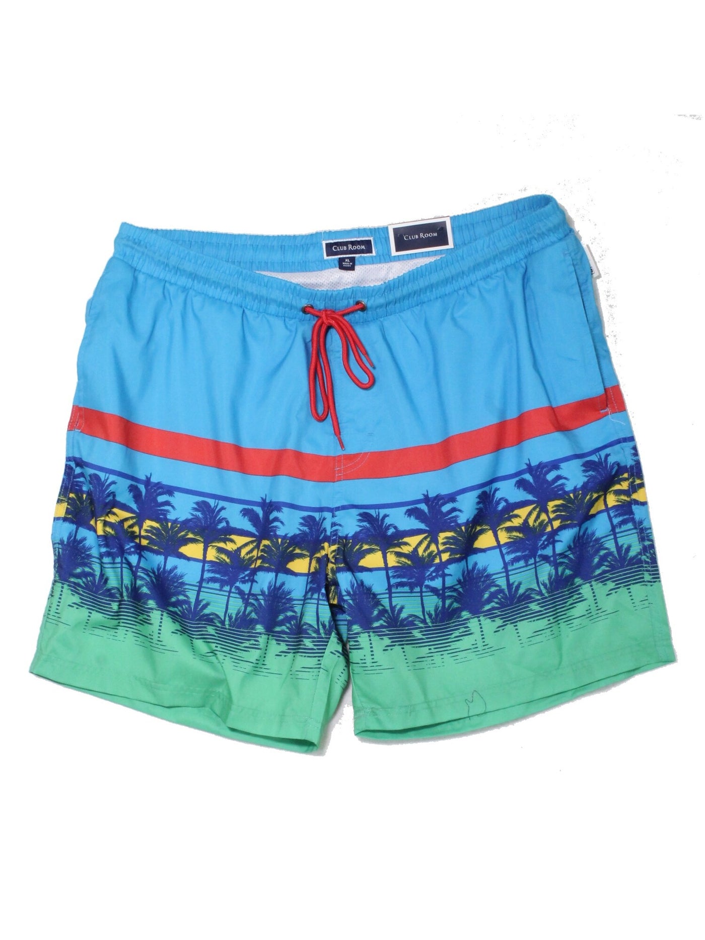 CLUBROOM Mens Blue Drawstring Flat Frong Graphic Regular Fit Quick-Dry Shorts S