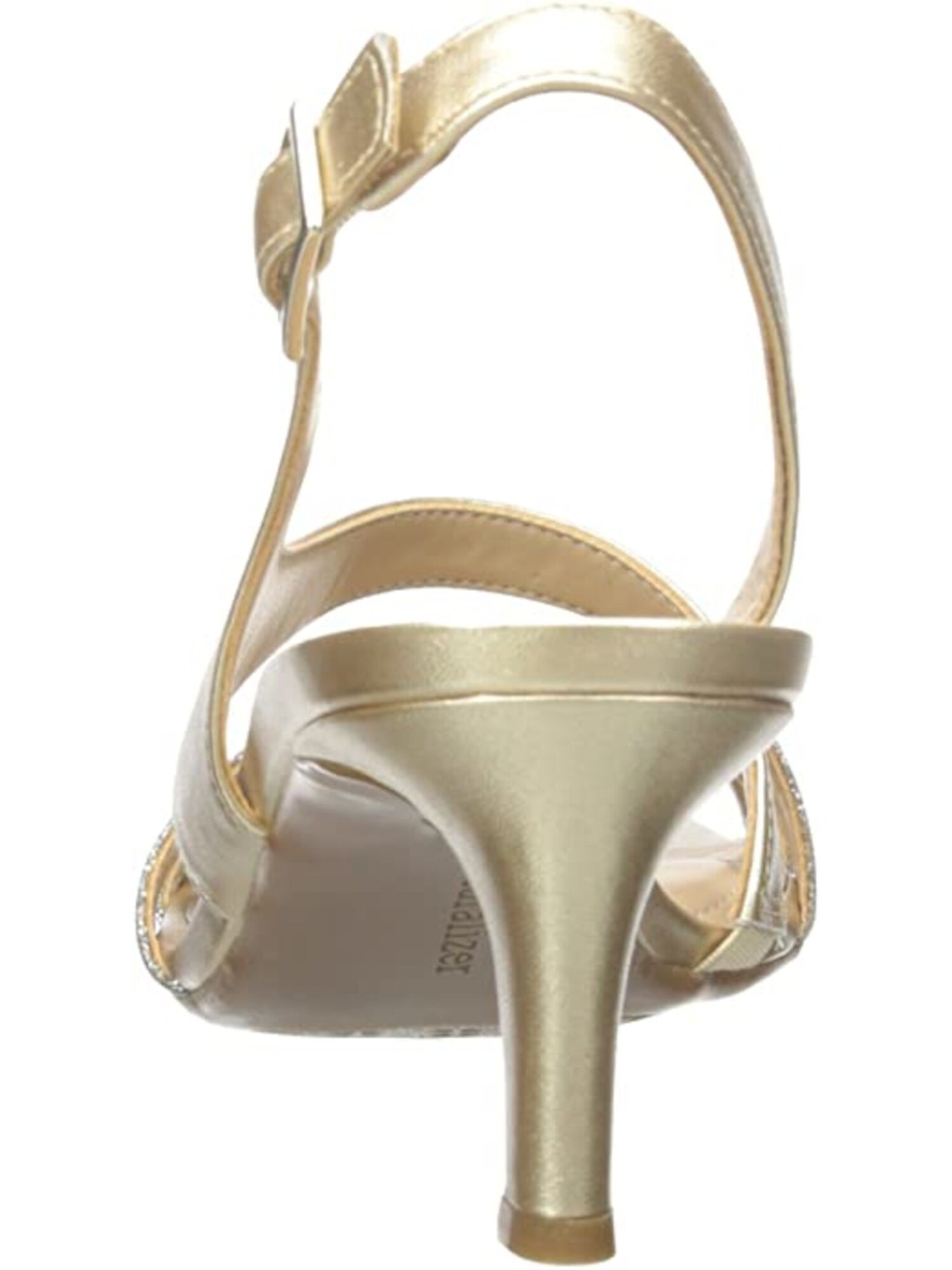 NATURALIZER Womens Gold N5 Contour Technology Non-Slip Strappy Glitter Taimi Round Toe Stiletto Buckle Dress Slingback Sandal M
