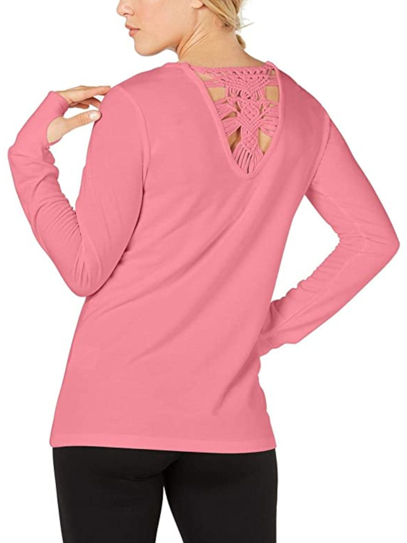 IDEOLOGY Womens Pink Long Sleeve Scoop Neck Top Size: M