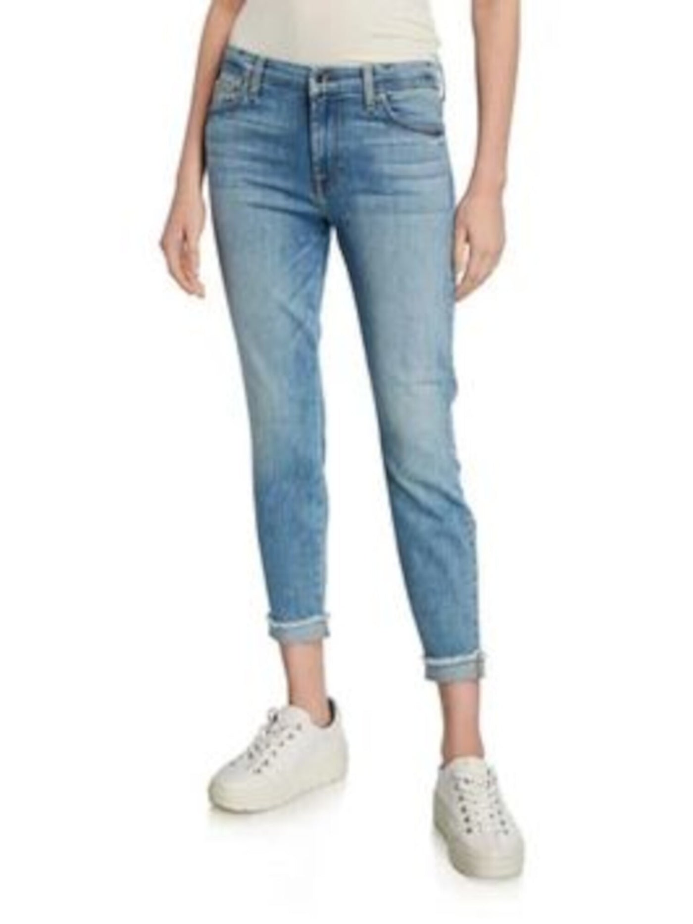 Jen 7 By 7 For All Mankind Womens Blue Pocketed Cropped Skinny Jeans 0