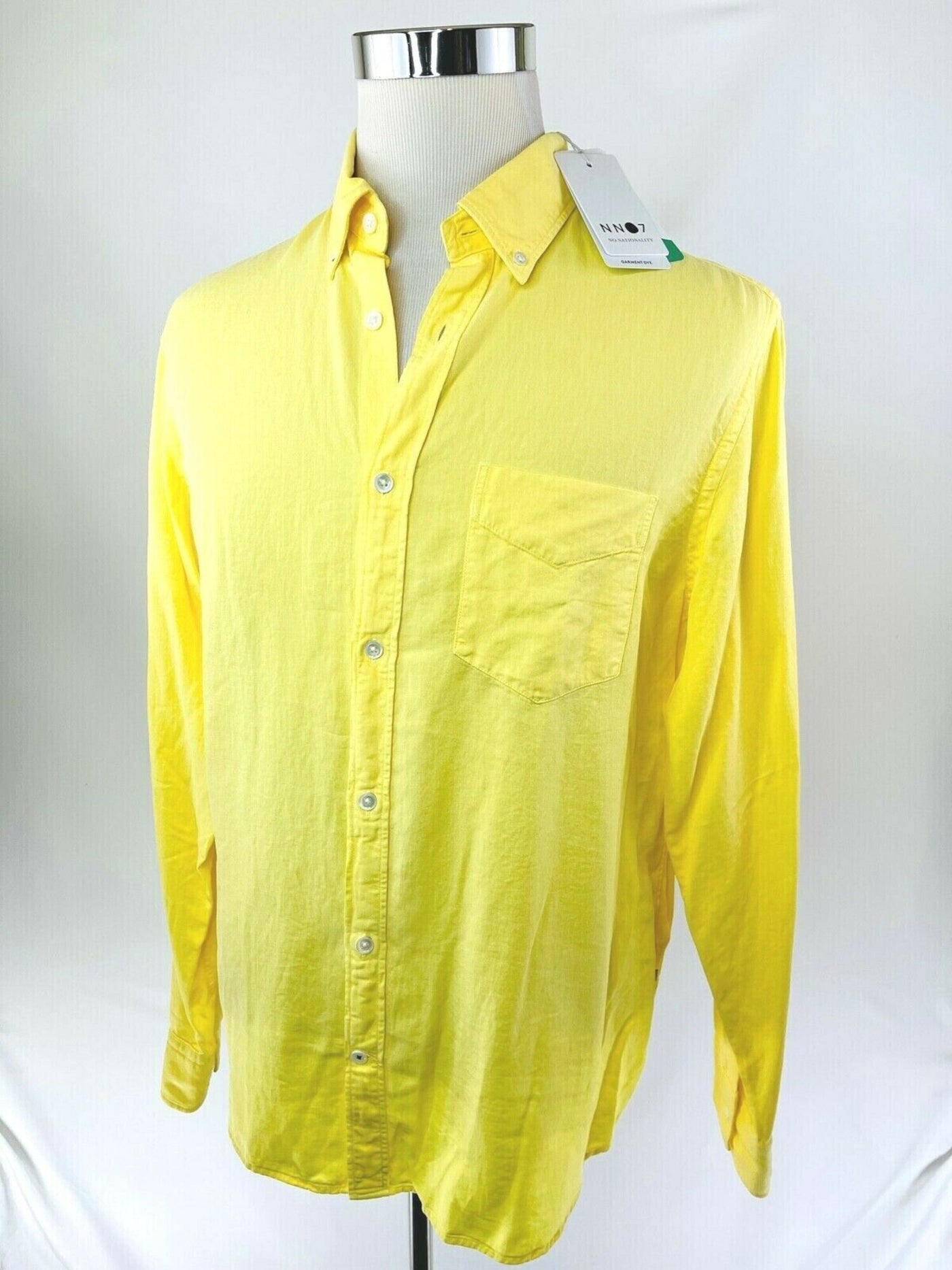 NNO7 Mens Yellow Classic Fit Button Down Casual Shirt M