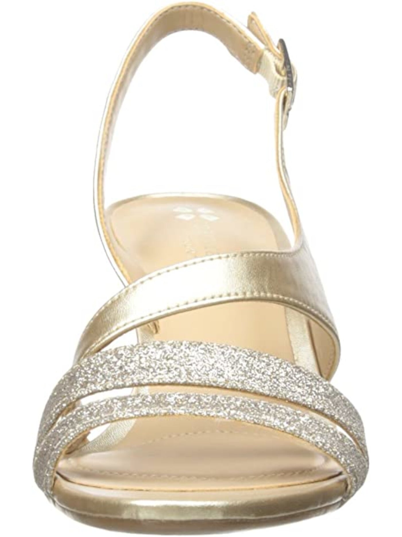 NATURALIZER Womens Gold N5 Contour Technology Non-Slip Strappy Glitter Taimi Round Toe Stiletto Buckle Dress Slingback Sandal 8.5 M