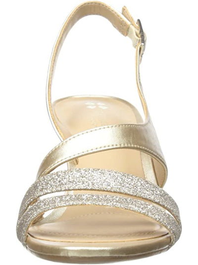 NATURALIZER Womens Gold N5 Contour Technology Non-Slip Strappy Glitter Taimi Round Toe Stiletto Buckle Dress Slingback Sandal 8.5 M