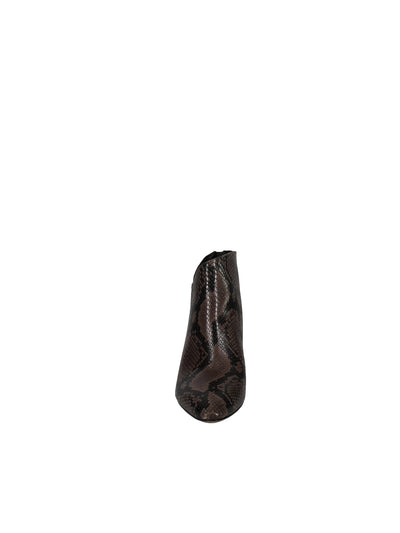 VINCE. Womens Brown Snake Print Lora-2 Pointed Toe Block Heel Zip-Up Booties 6.5 M
