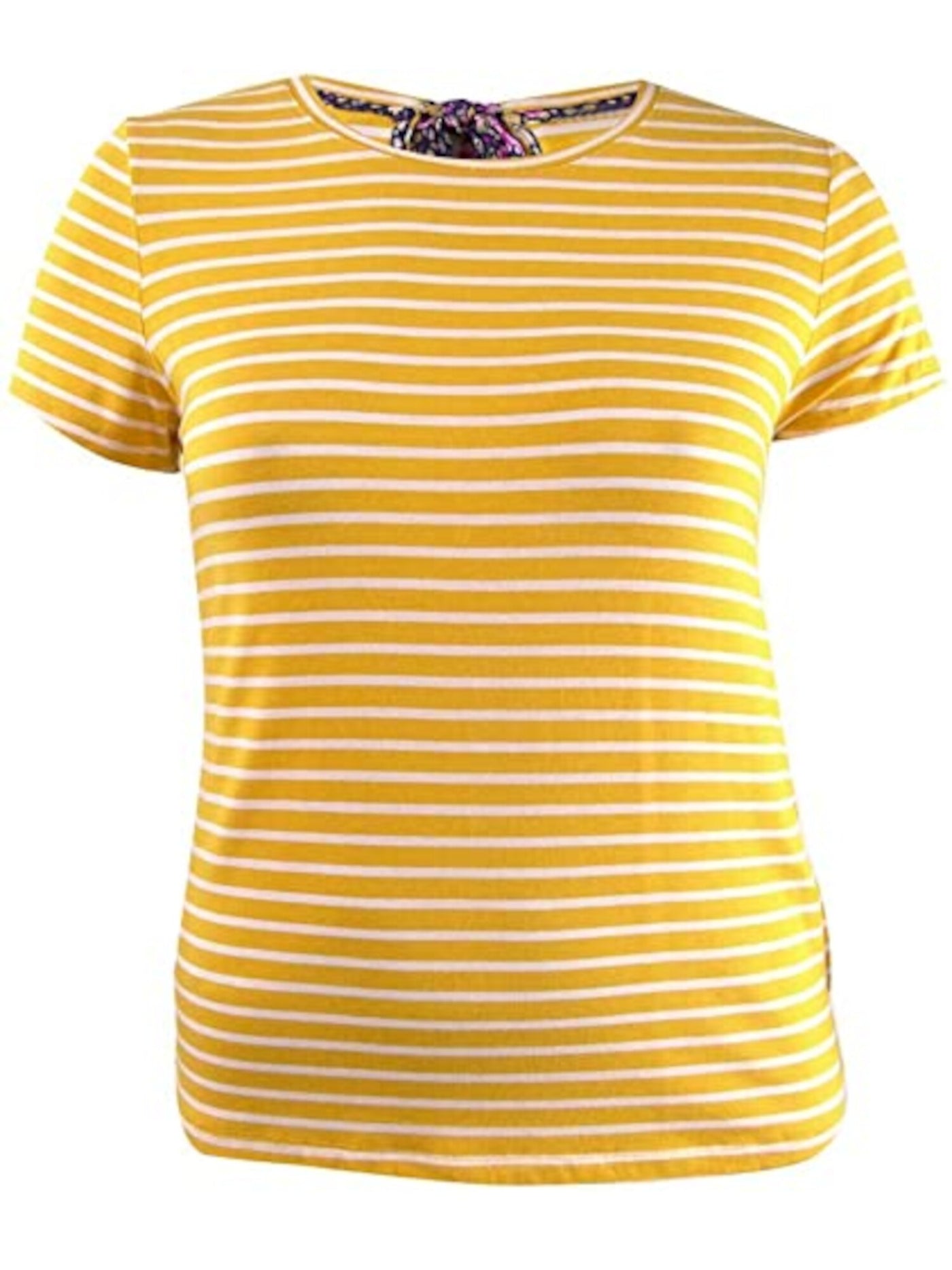 MAISON JULES Womens Gold Bow-back Striped Short Sleeve T-Shirt Size: XL