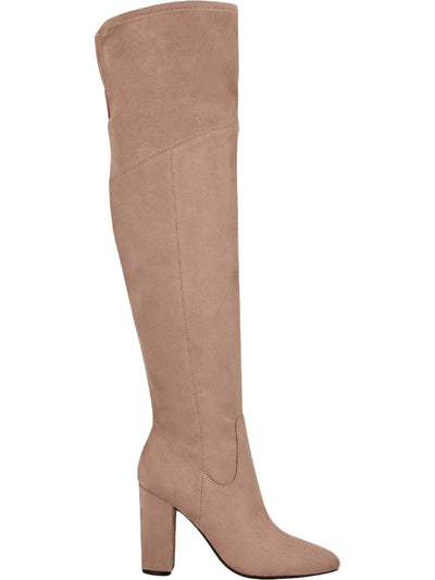 GUESS Womens Brown Stretch Logo Mireya Square Toe Zip-Up Dress Boots 10 M