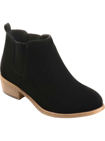 JOURNEE COLLECTION Womens Black Side Gores Cushioned Ramsey Almond Toe Block Heel Booties 7.5