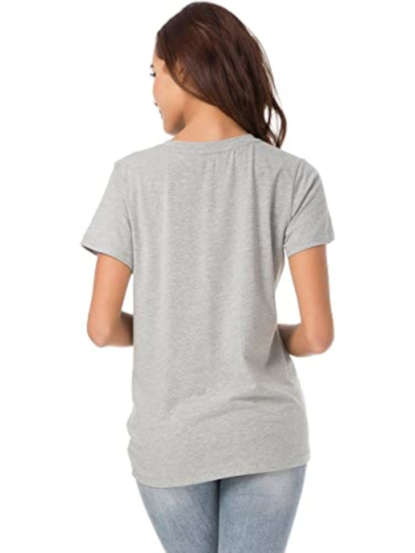 AND NOW THIS Womens Gray Stretch Heather Short Sleeve Crew Neck T-Shirt S