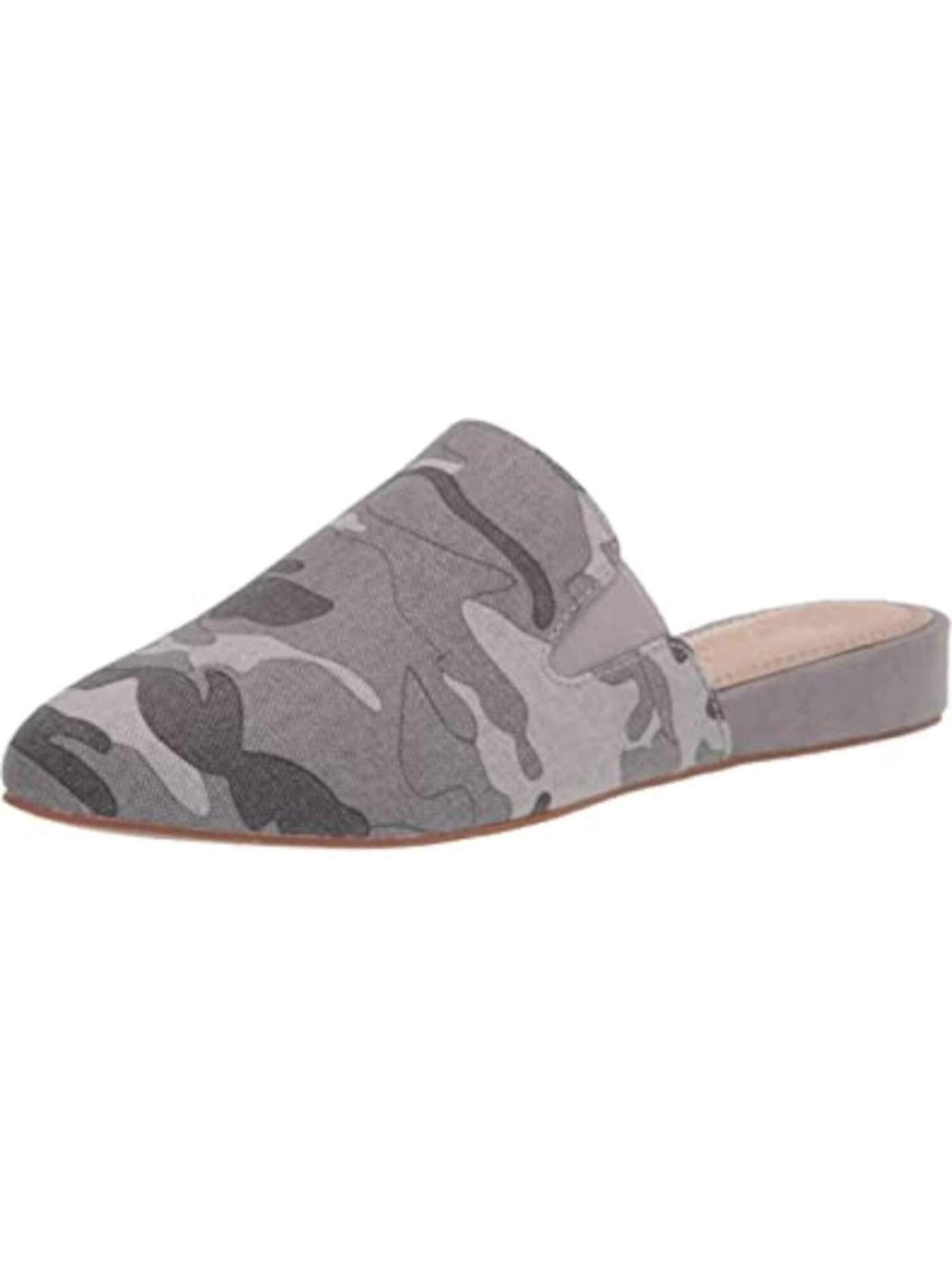 SPEECHLESS Womens Gray Camouflage Stretch Gore Comfort Lorne Round Toe Wedge Slip On Mules 6 M