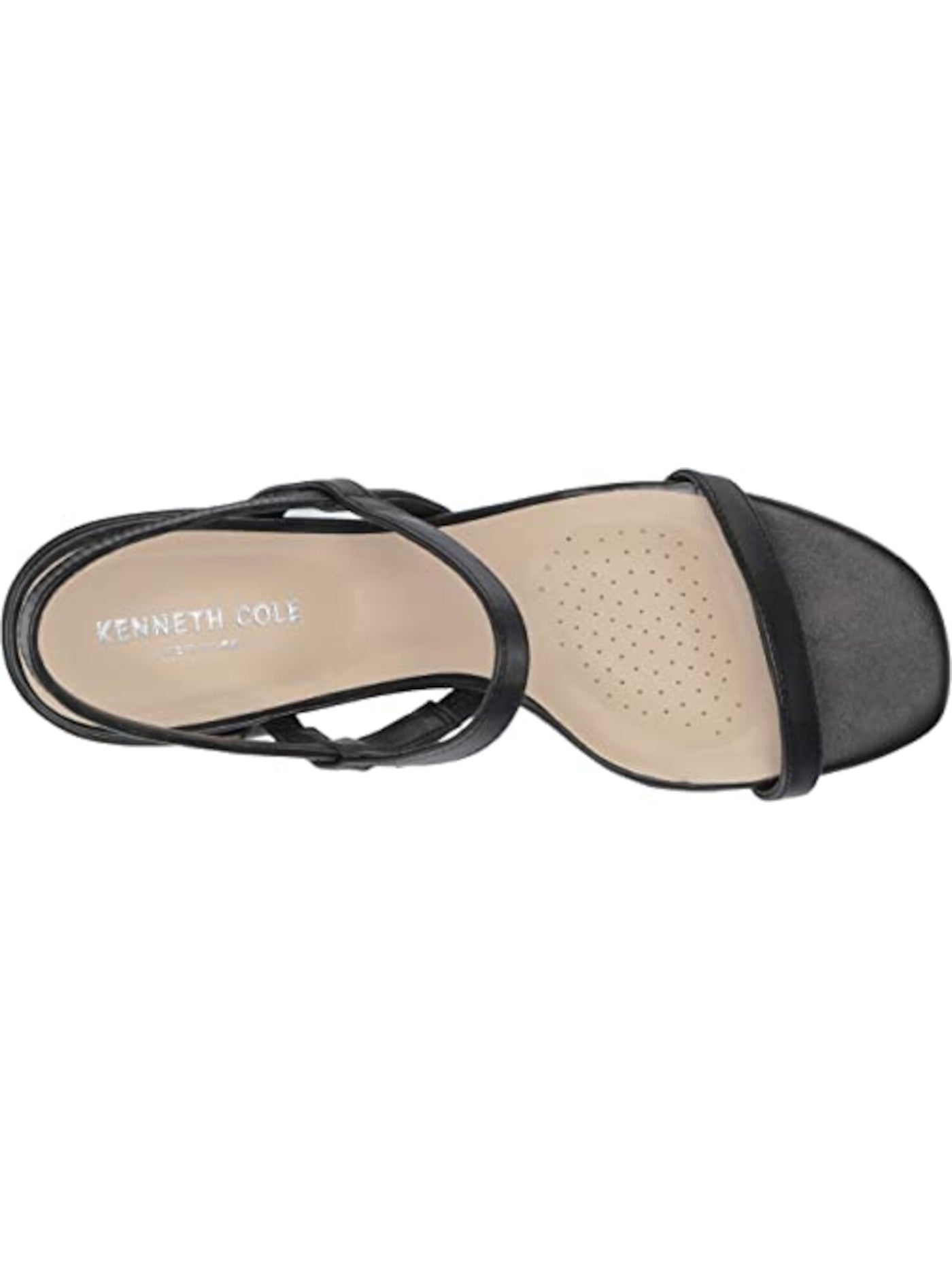 KENNETH COLE Womens Black Comfort Maisie Square Toe Block Heel Slip On Leather Slingback Sandal 5 M