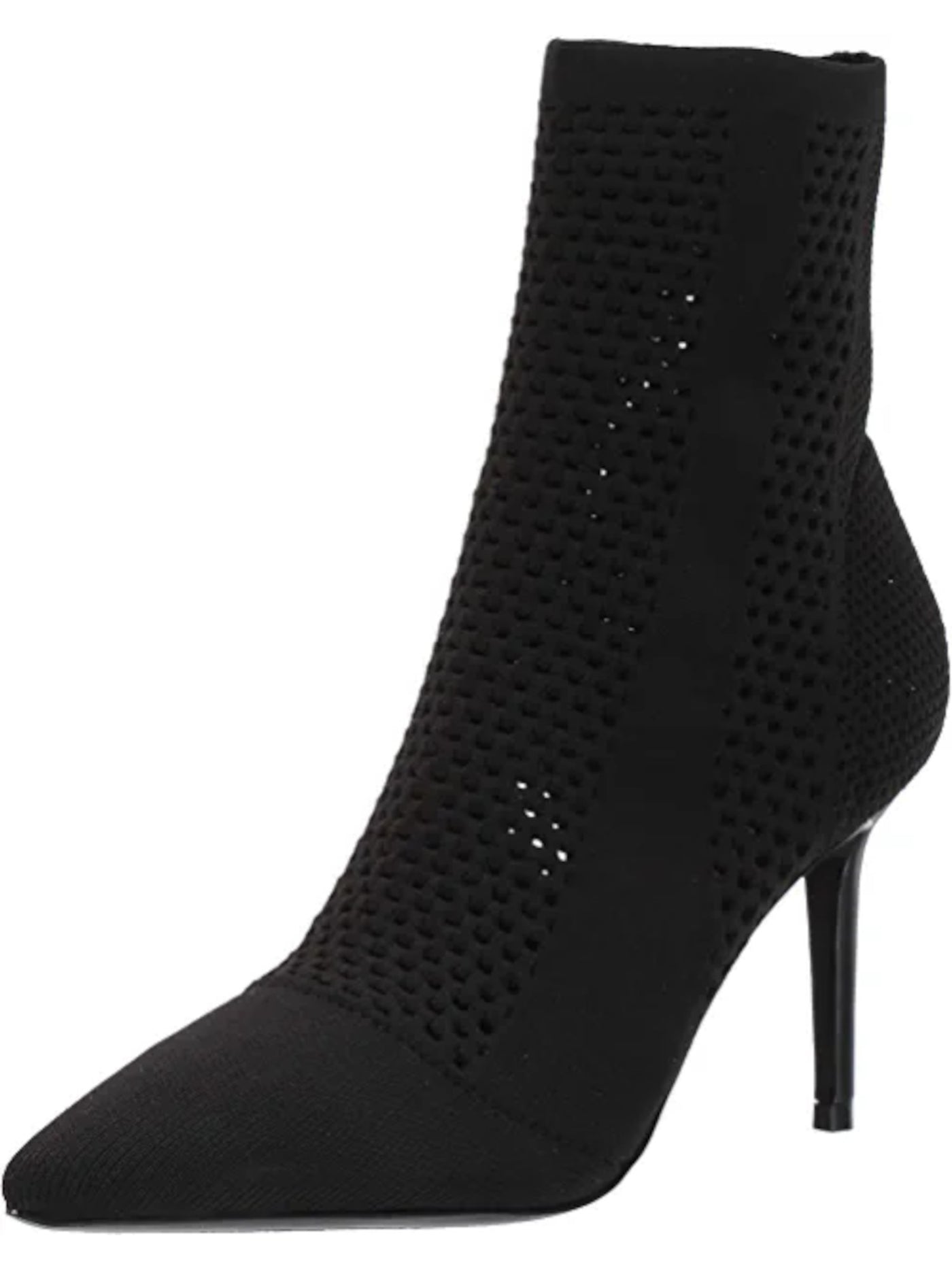 CHARLES BY CHARLES DAVID Womens Black Patterned Perforated Stretch Venus Pointed Toe Stiletto Heeled Boots 7.5 M