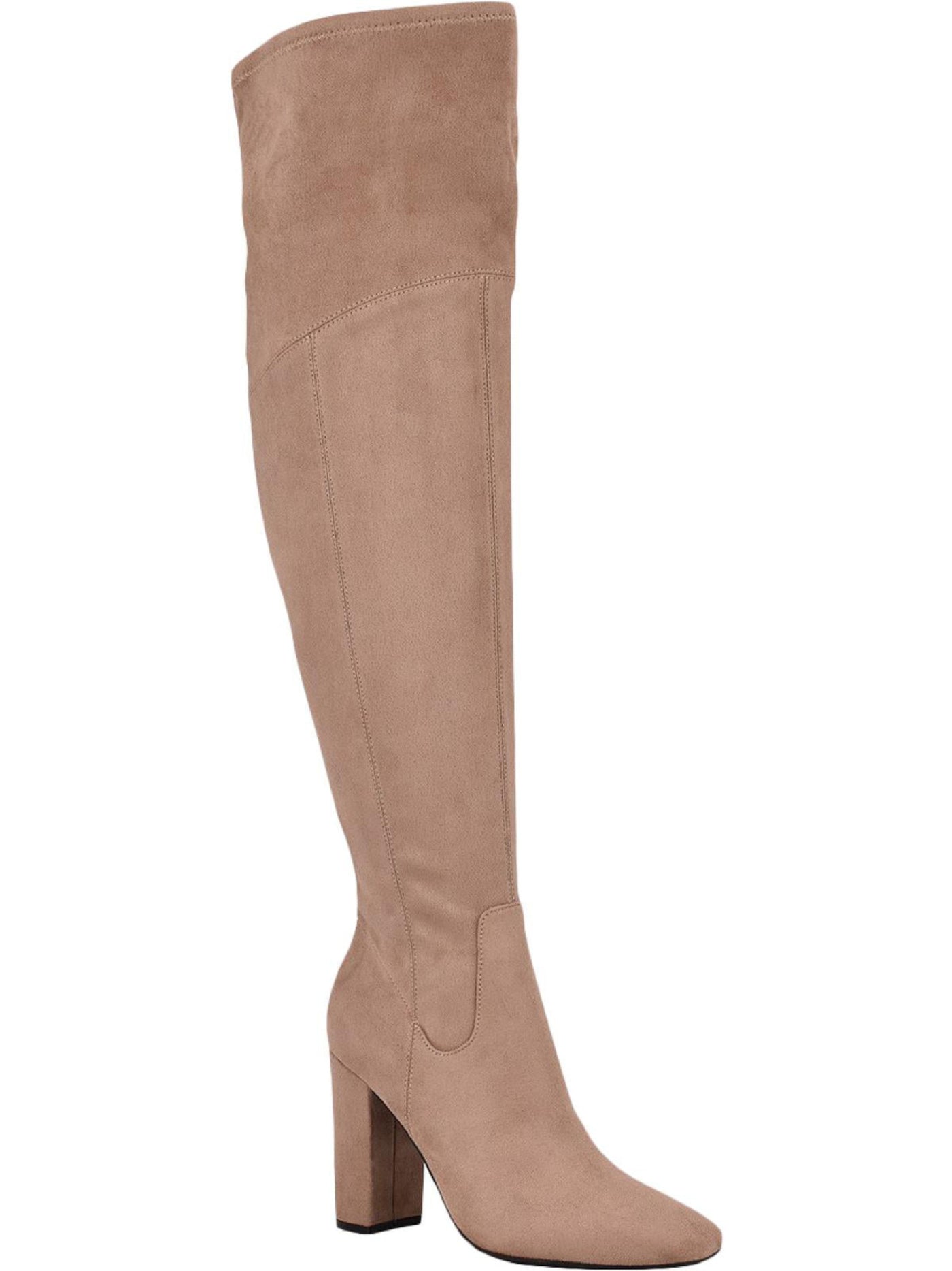 GUESS Womens Brown Stretch Logo Mireya Square Toe Zip-Up Dress Boots 10 M