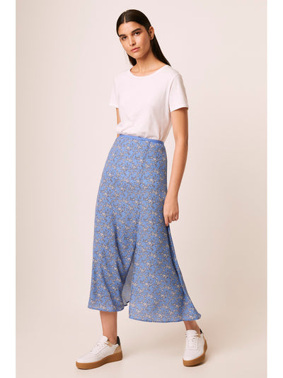 FRENCH CONNECTION Womens Light Blue Floral Below The Knee A-Line Skirt Size: 10