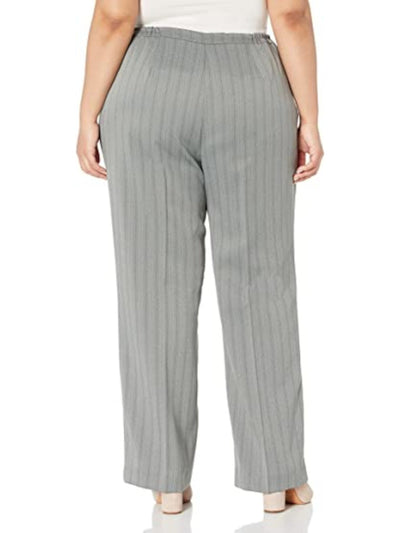 LE SUIT Womens Gray Zippered Pocketed Sits At Ankle Striped Wear To Work Pants Petites 14P