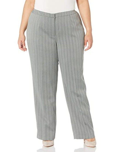 LE SUIT Womens Gray Zippered Pocketed Sits At Ankle Striped Wear To Work Pants Petites 14P