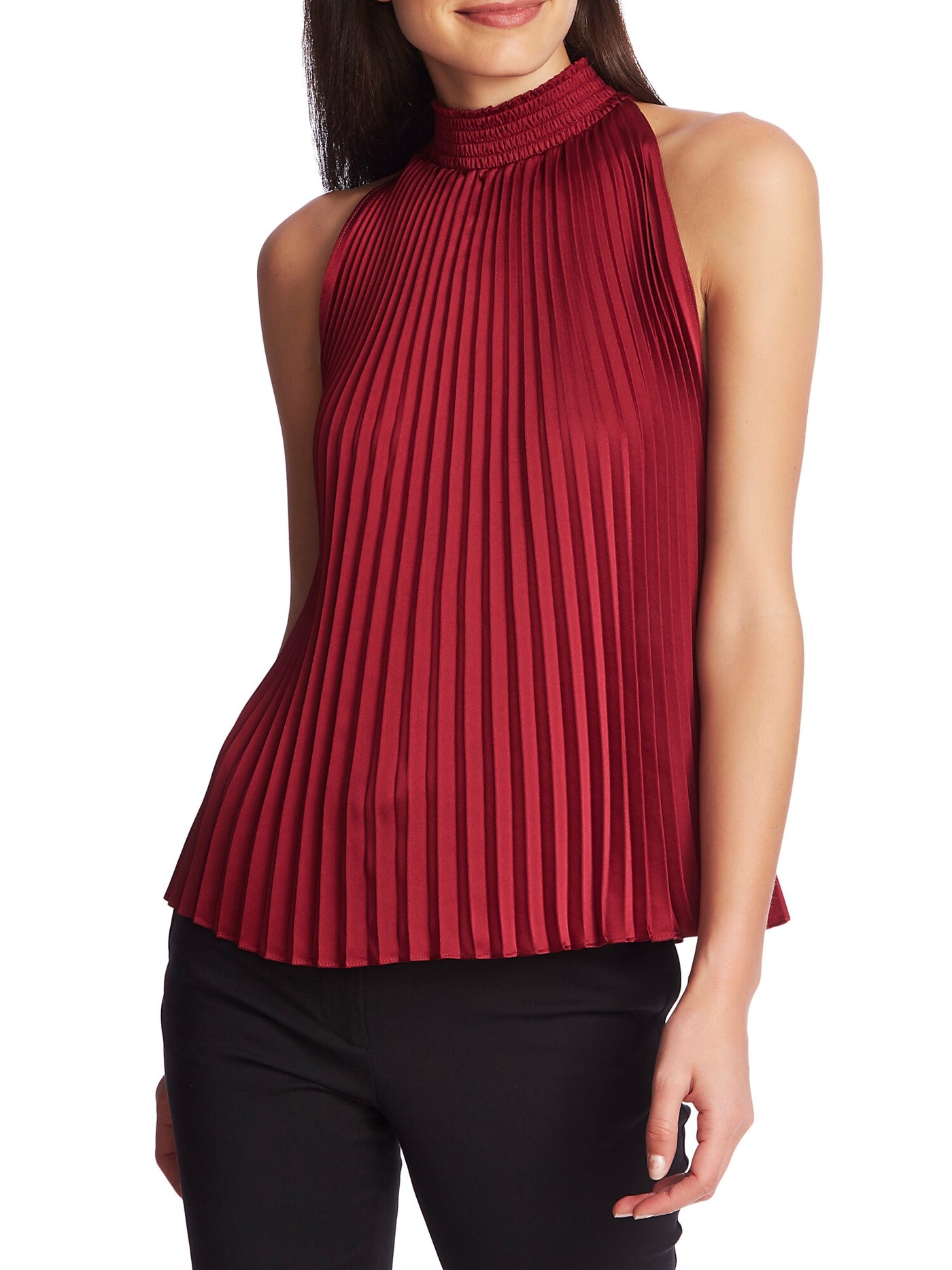 1. STATE Womens Maroon Halter Wear To Work Blouse S