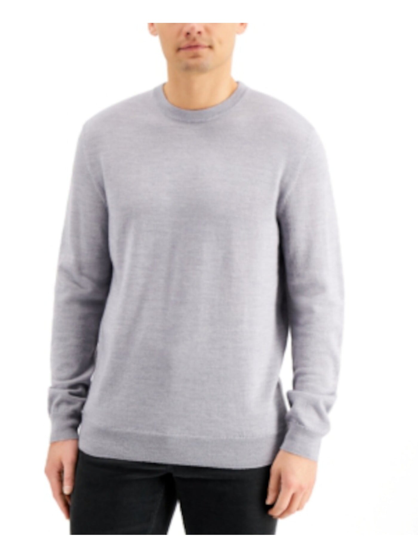 CLUBROOM Mens Gray Crew Neck Wool Blend Pullover Sweater S