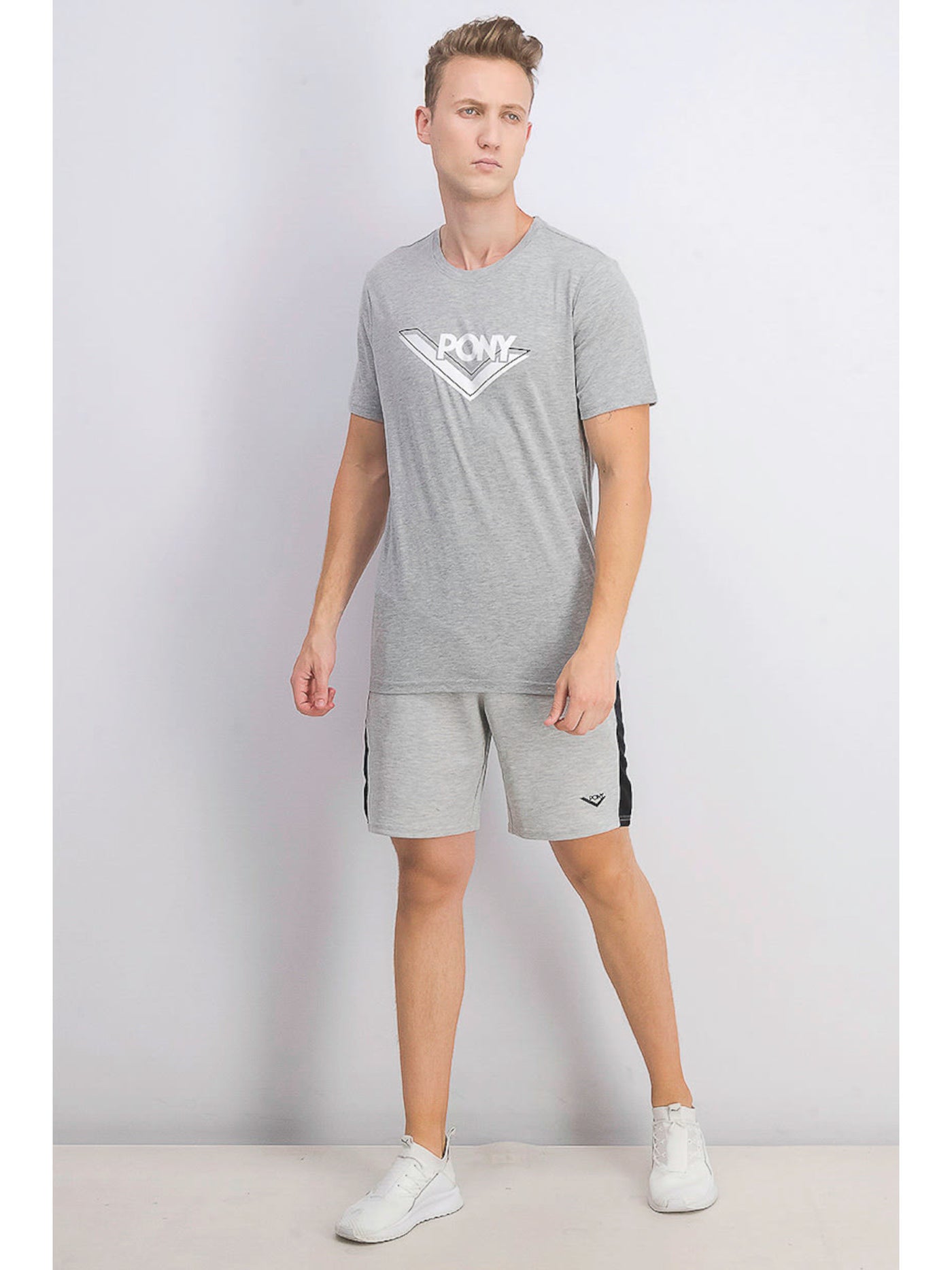 PONY Mens Gray Graphic Short Sleeve Classic Fit T-Shirt M