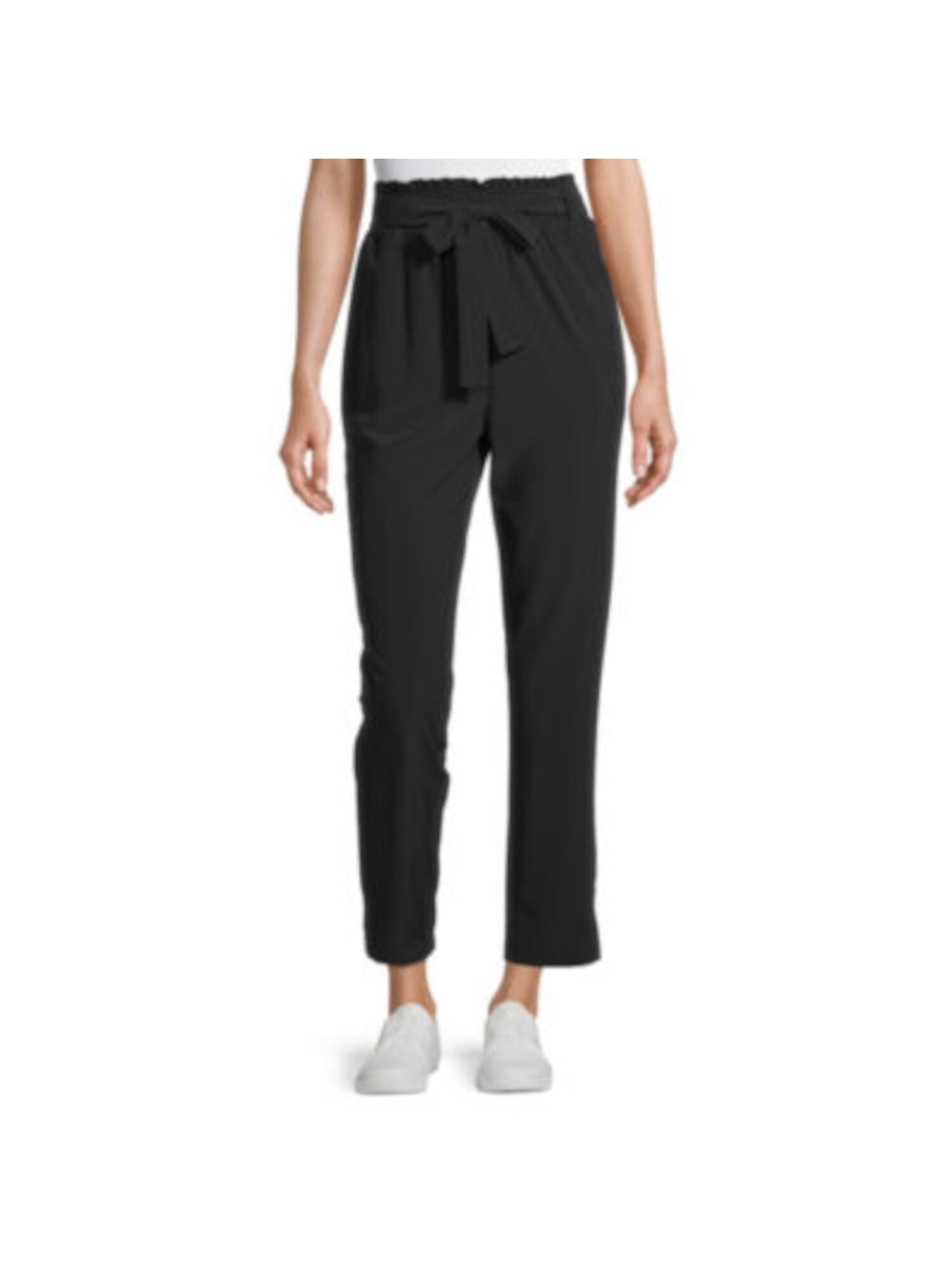 COUNTERPARTS Womens Black Belted Gathered High Waist Pants Petites PXL