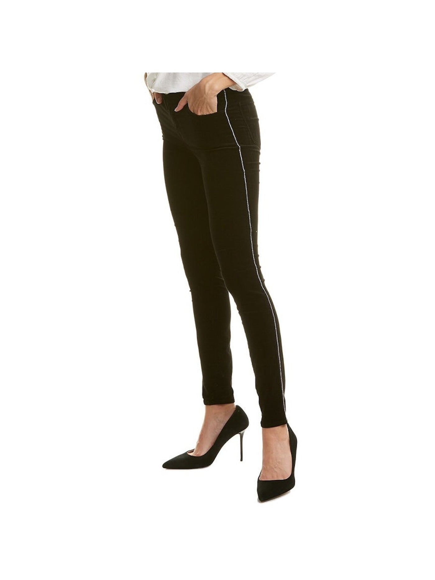 J BRAND Womens Black Embellished Straight leg Pants 25 Waist