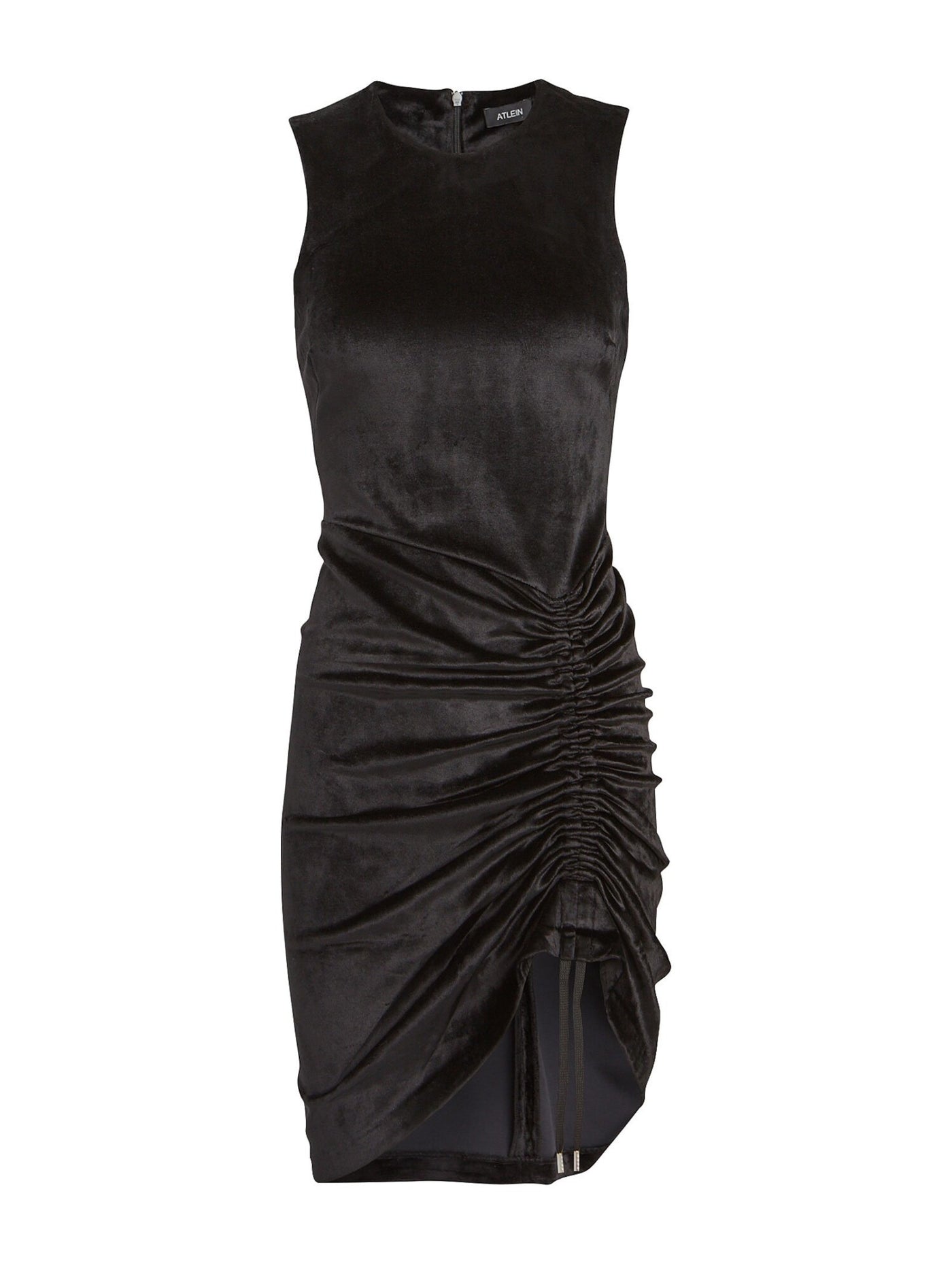 Atlein Womens Black Zippered Velvet Sleeveless Jewel Neck Short Cocktail Body Con Dress 34 Waist