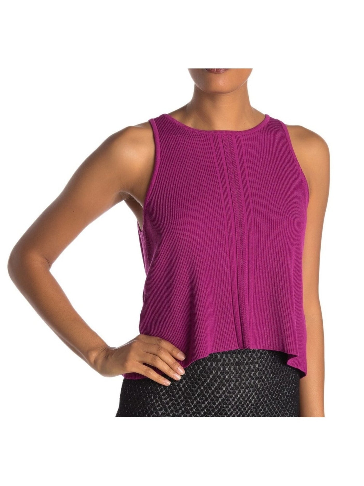 RACHEL ROY Womens Purple Sleeveless Crew Neck Sweater Size: L