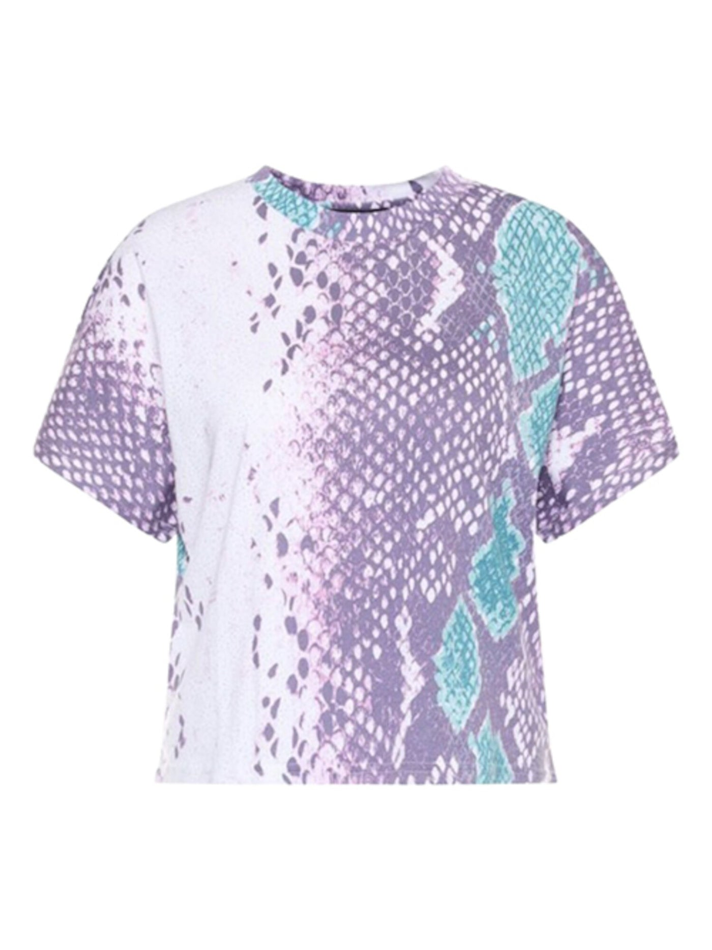 GUESS Womens Purple Glitter Short Sleeve Crew Neck T-Shirt L