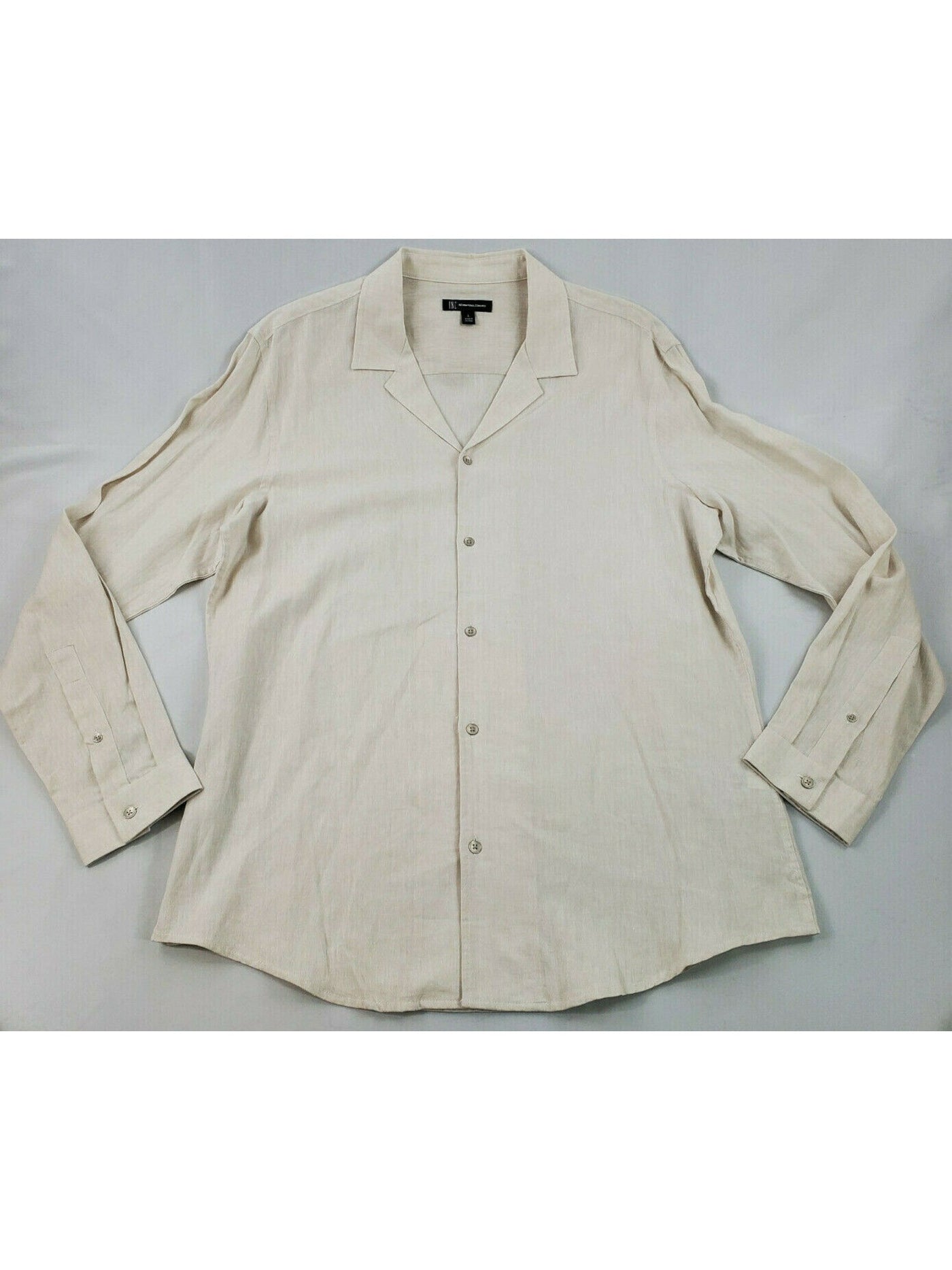 INC Mens Ivory Collared Classic Fit Button Down Shirt L