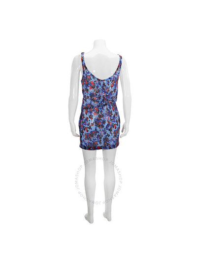 Atlein Womens Blue Sleeveless Scoop Neck Short Sheath Evening Dress Size: 6