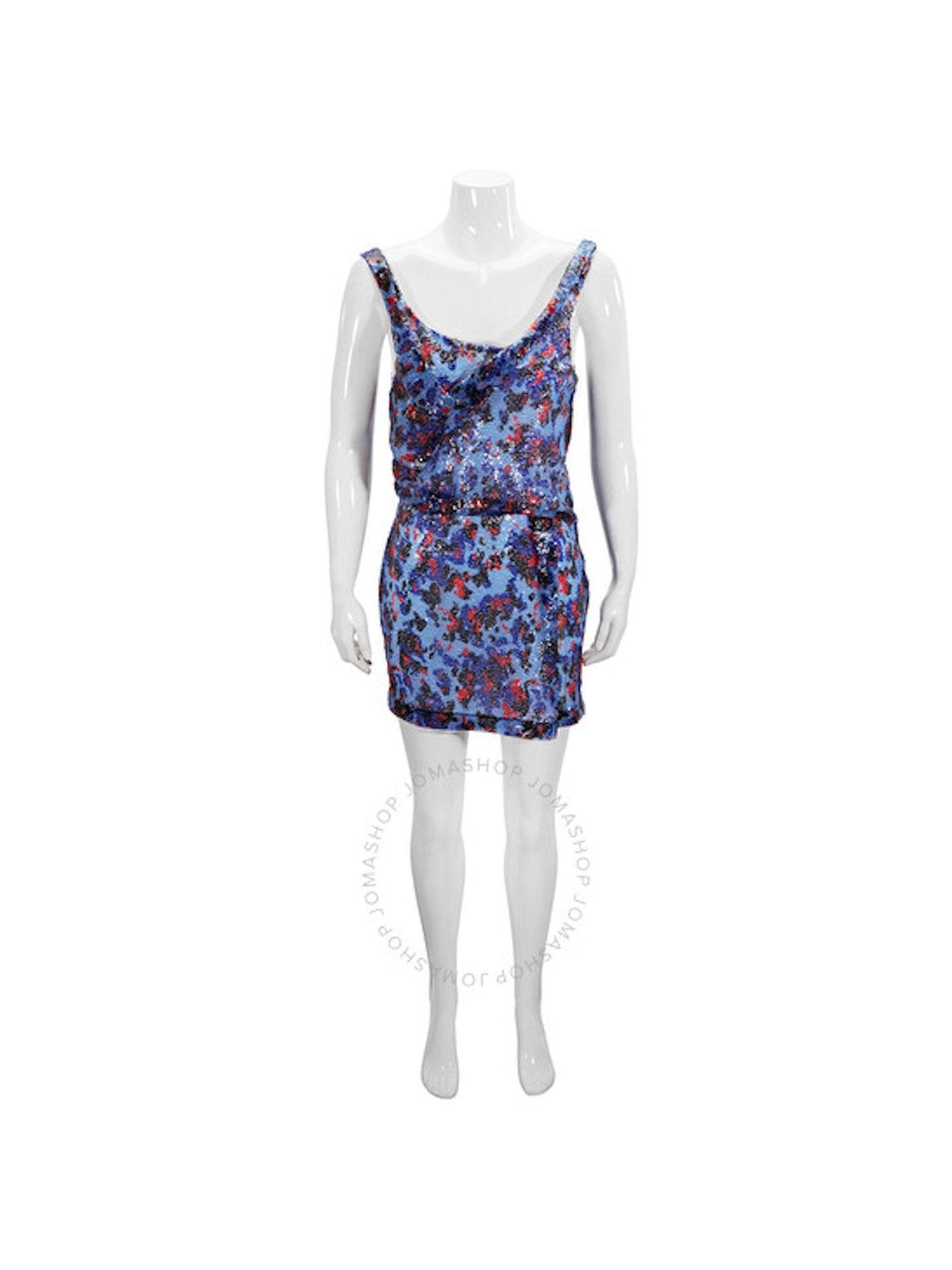 Atlein Womens Blue Sleeveless Scoop Neck Short Sheath Evening Dress Size: 6