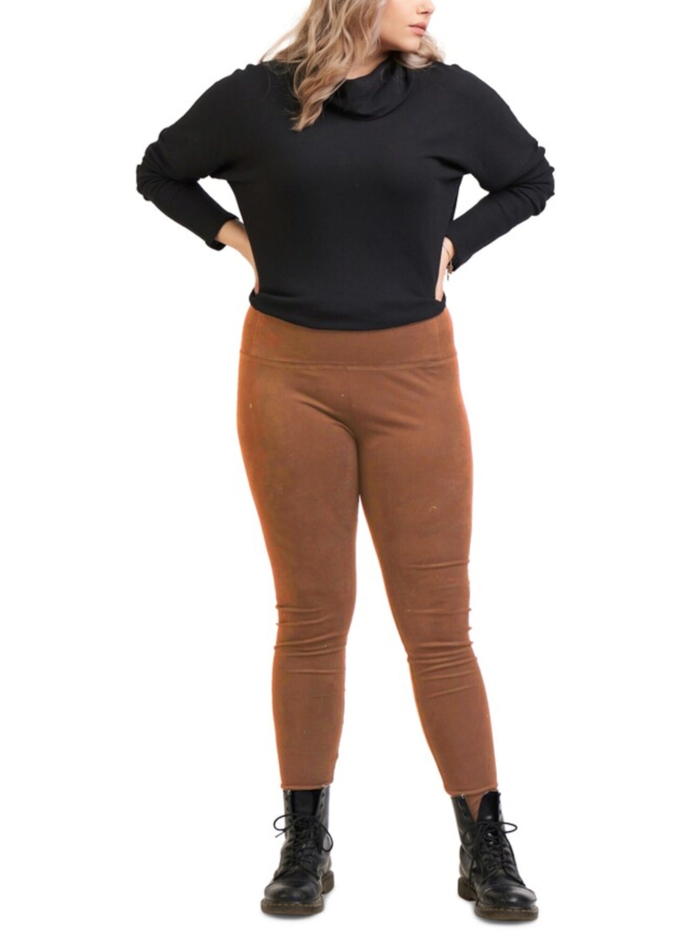 BLACK TAPE Womens Brown Stretch High Waist Leggings Plus X