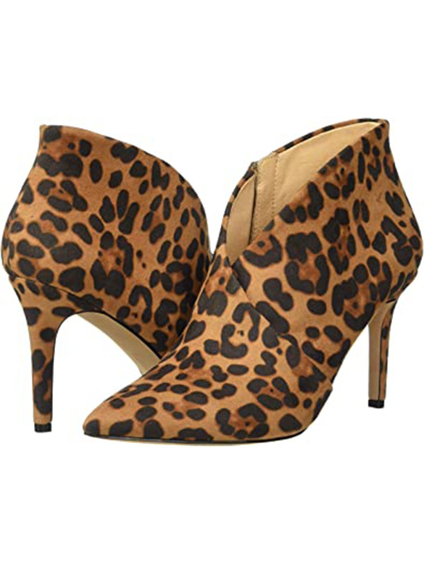 JESSICA SIMPSON Womens Brown Leopard Print Plunging V Shaped Upper Cushioned Layra Pointy Toe Stiletto Zip-Up Booties 12 M