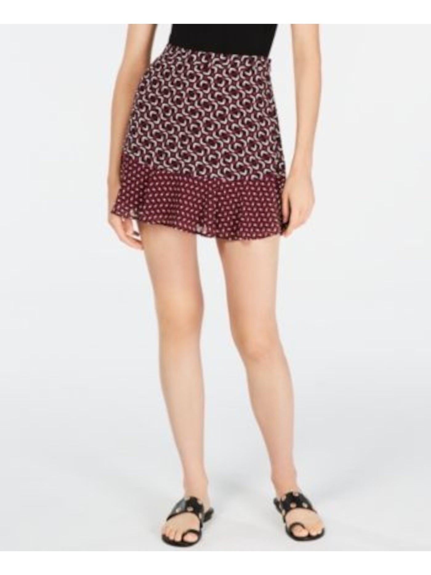 MICHAEL KORS Womens Burgundy Micro Mini A-Line Cocktail Skirt Petites 14P