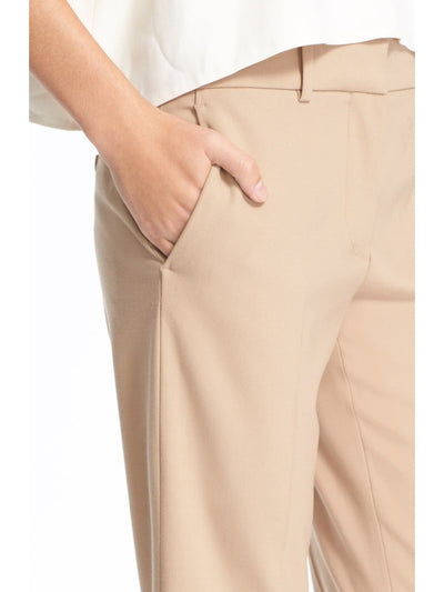 HELMUT LANG Womens Beige Stretch Pocketed Zippered Bonded Hem Hook And Bar Closure Wear To Work Cropped Pants 0