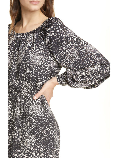 JOIE Womens Black Animal Print Jewel Neck Mini Dress Size: XS