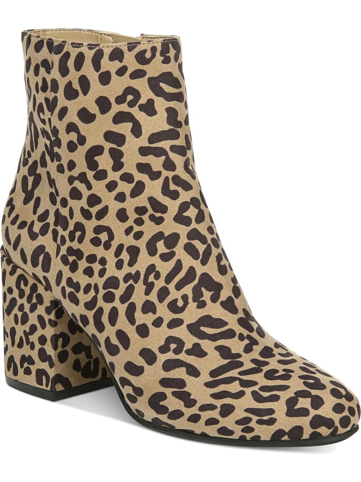 BAR III Womens Brown Leopard Print Comfort Gatlin Almond Toe Block Heel Zip-Up Booties 9 M