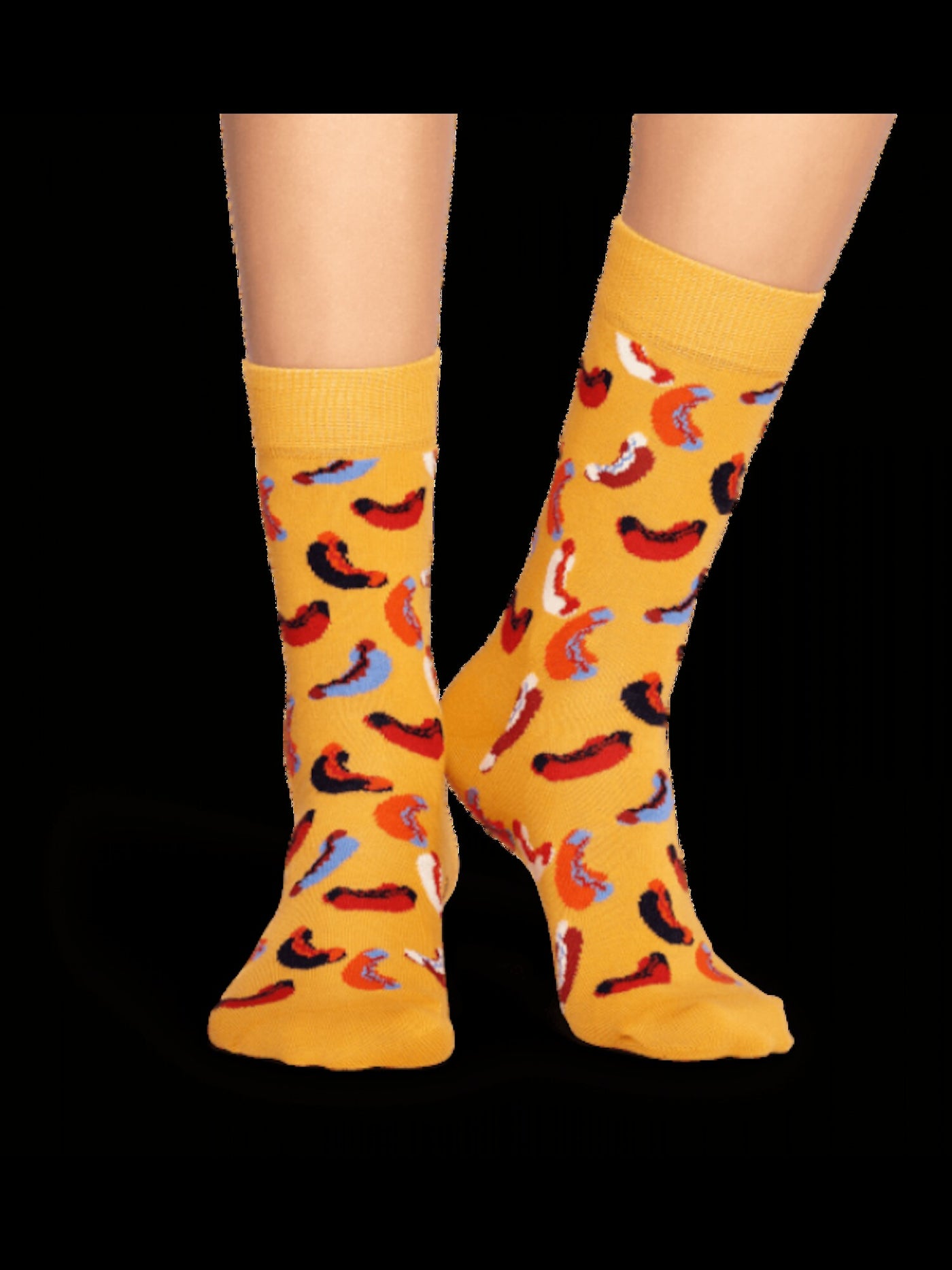 HAPPY SOCKS Womens Orange Printed Casual Crew Socks 10-13