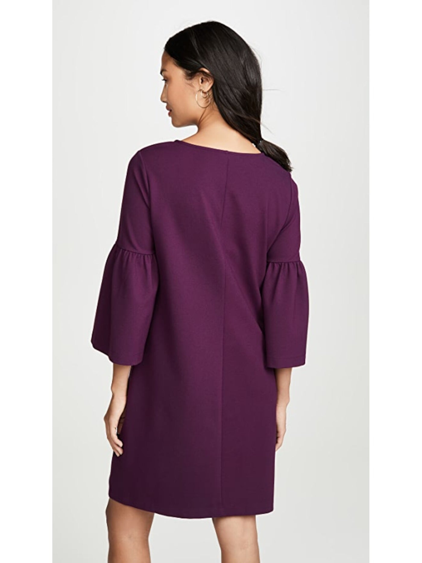 INGRID & ISABEL Womens Purple Knit Darted Bell Sleeve Jewel Neck Above The Knee Shift Dress Maternity M