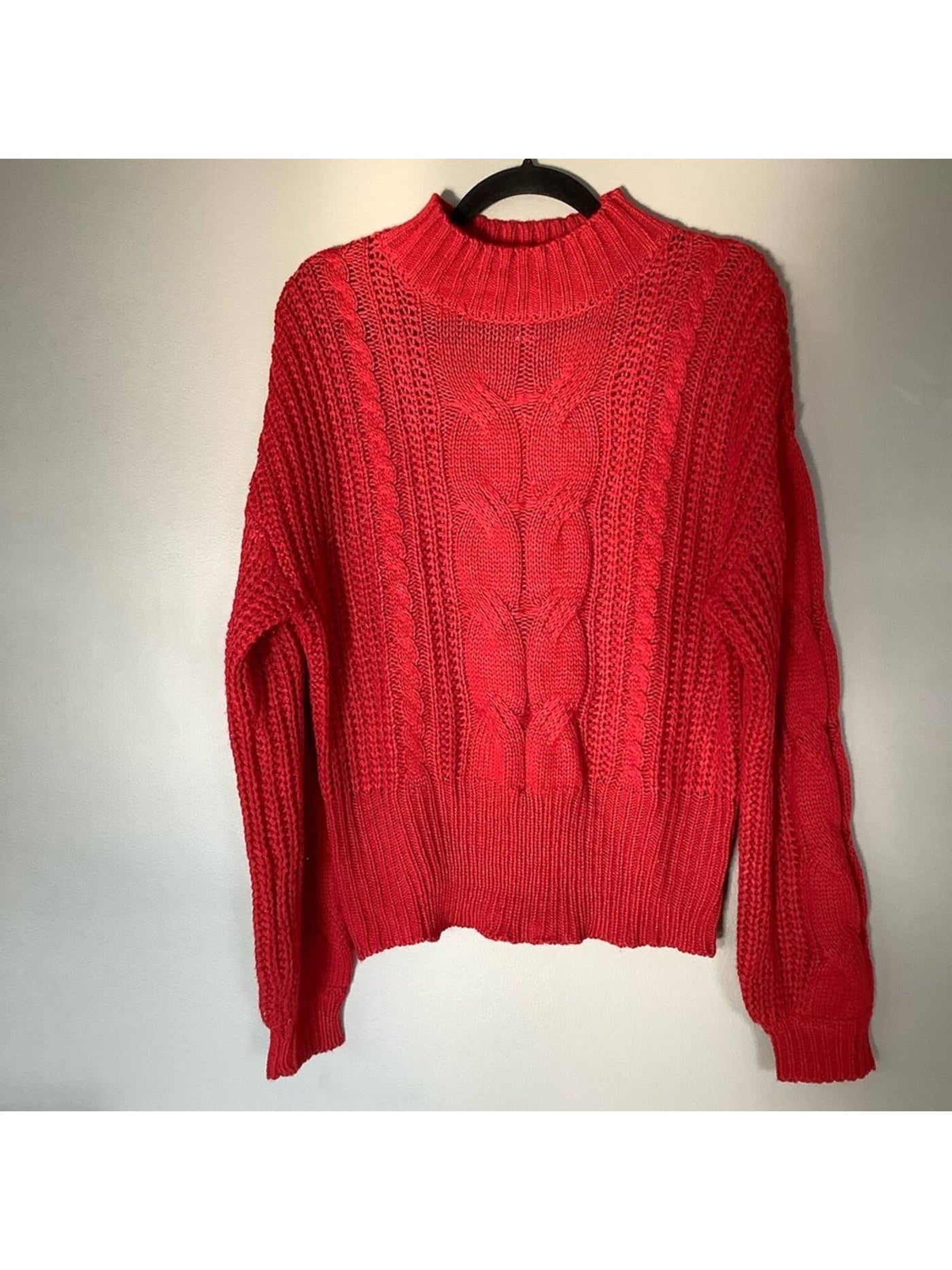 AMERICAN RAG Womens Red Cable-knit Pullover Long Sleeve Turtle Neck Sweater Juniors M