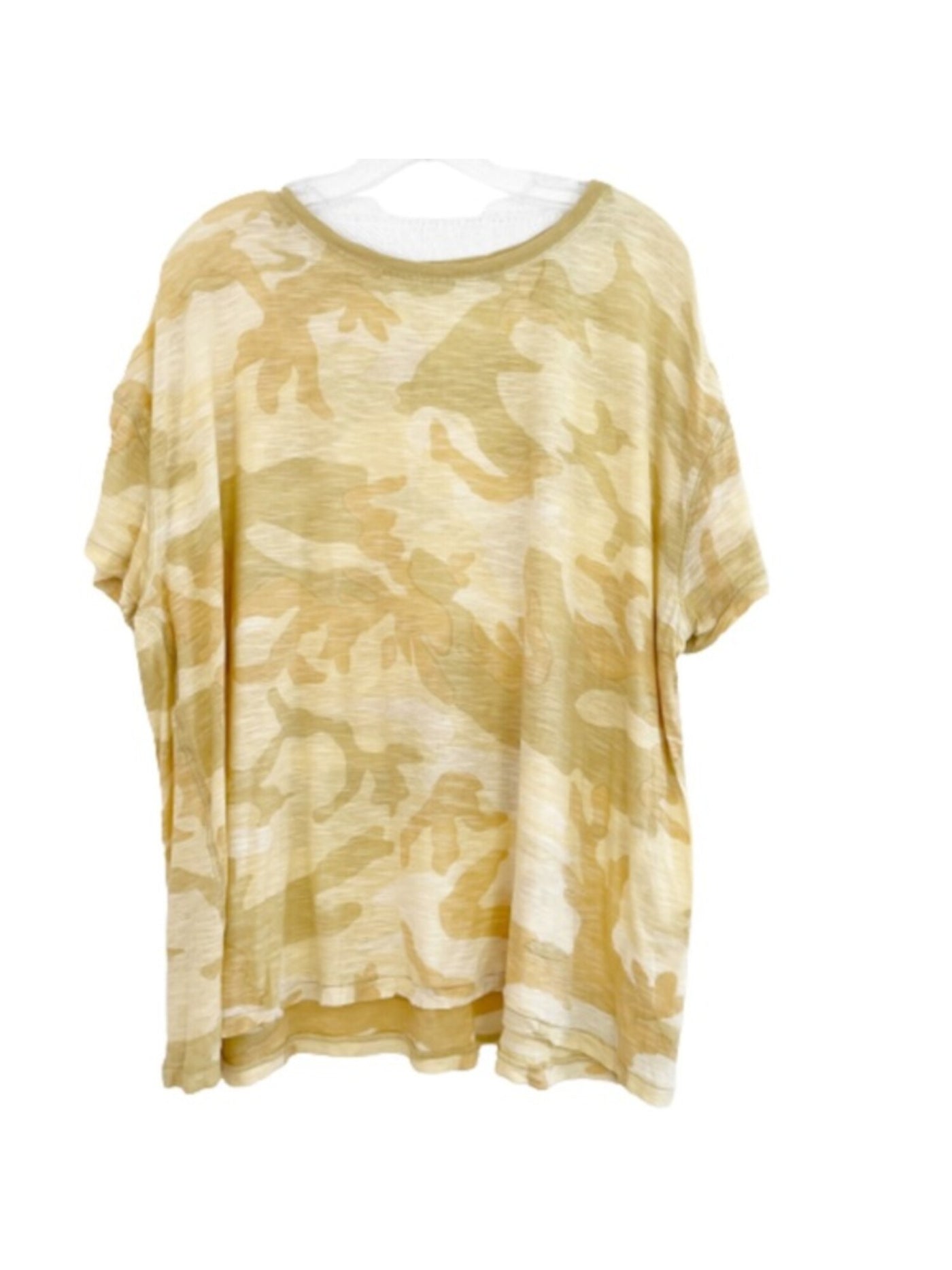 WE THE FREE Womens Gold Printed Short Sleeve Scoop Neck Top Size: XL