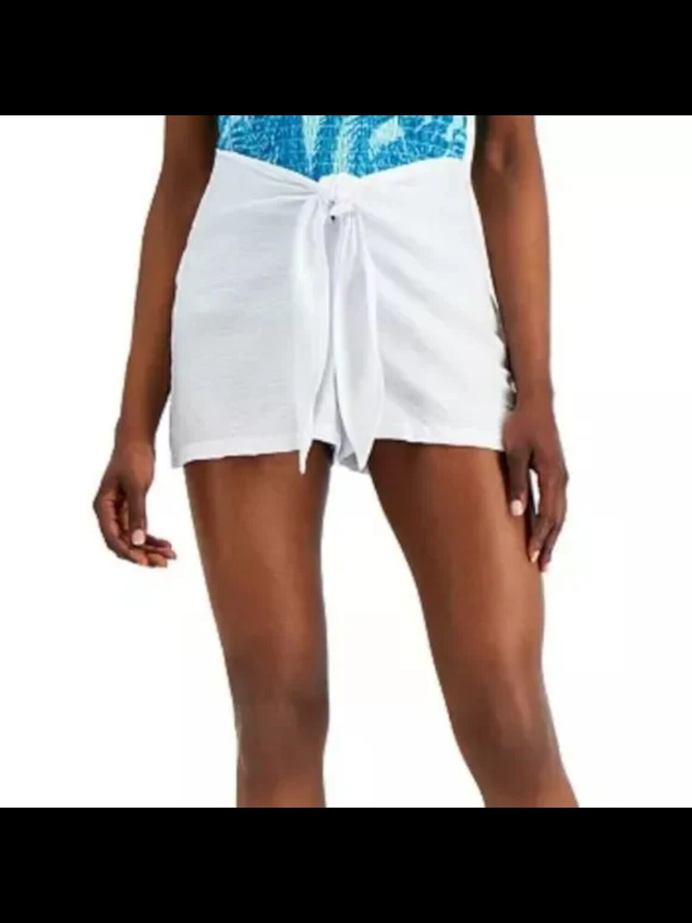 INC Womens White Zippered Textured Sarong Tie Waist High Waist Shorts 10