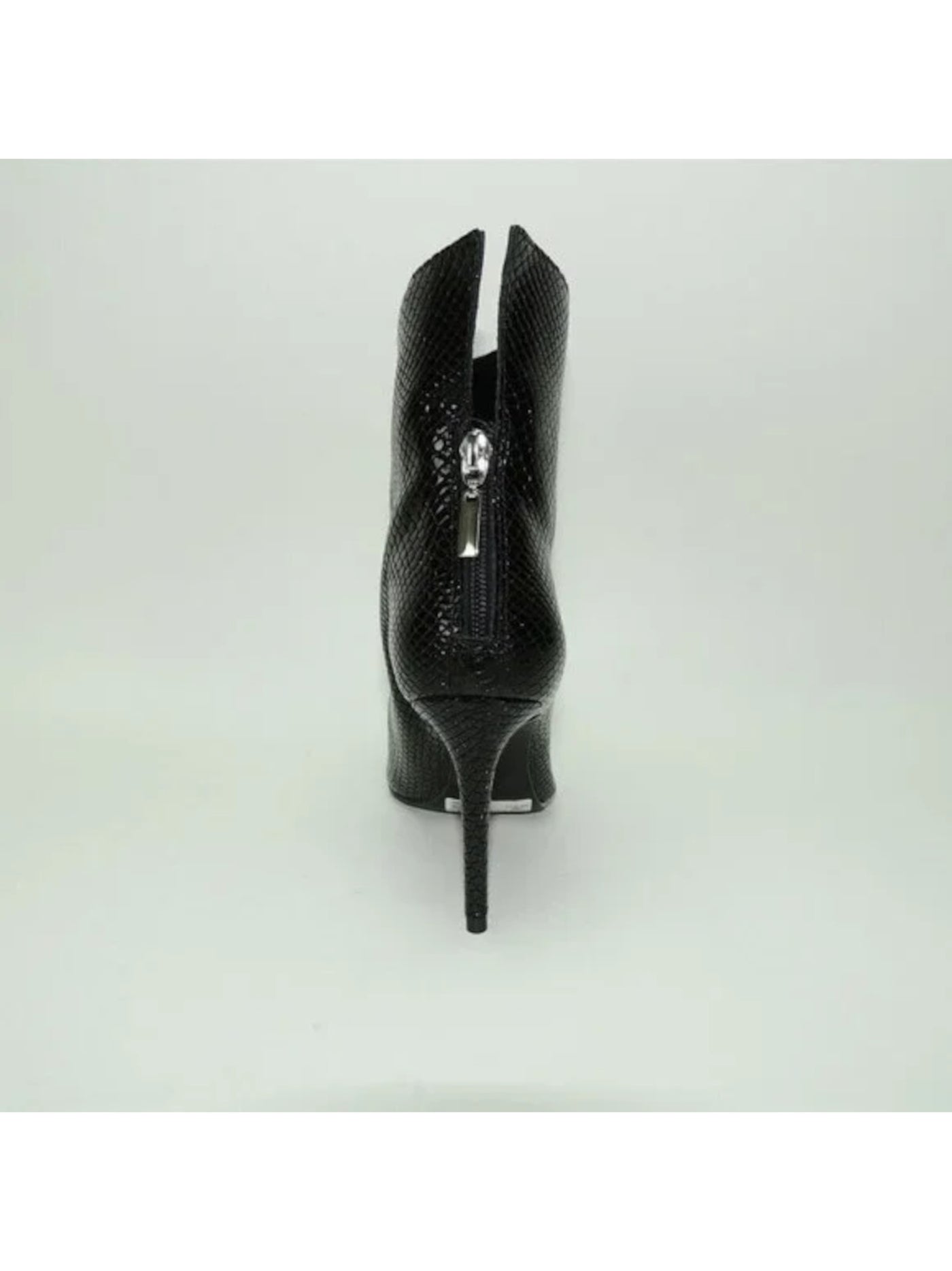 AQUA Womens Black Snake Comfort Hendrix Pointed Toe Stiletto Zip-Up Leather Dress Booties 6 B