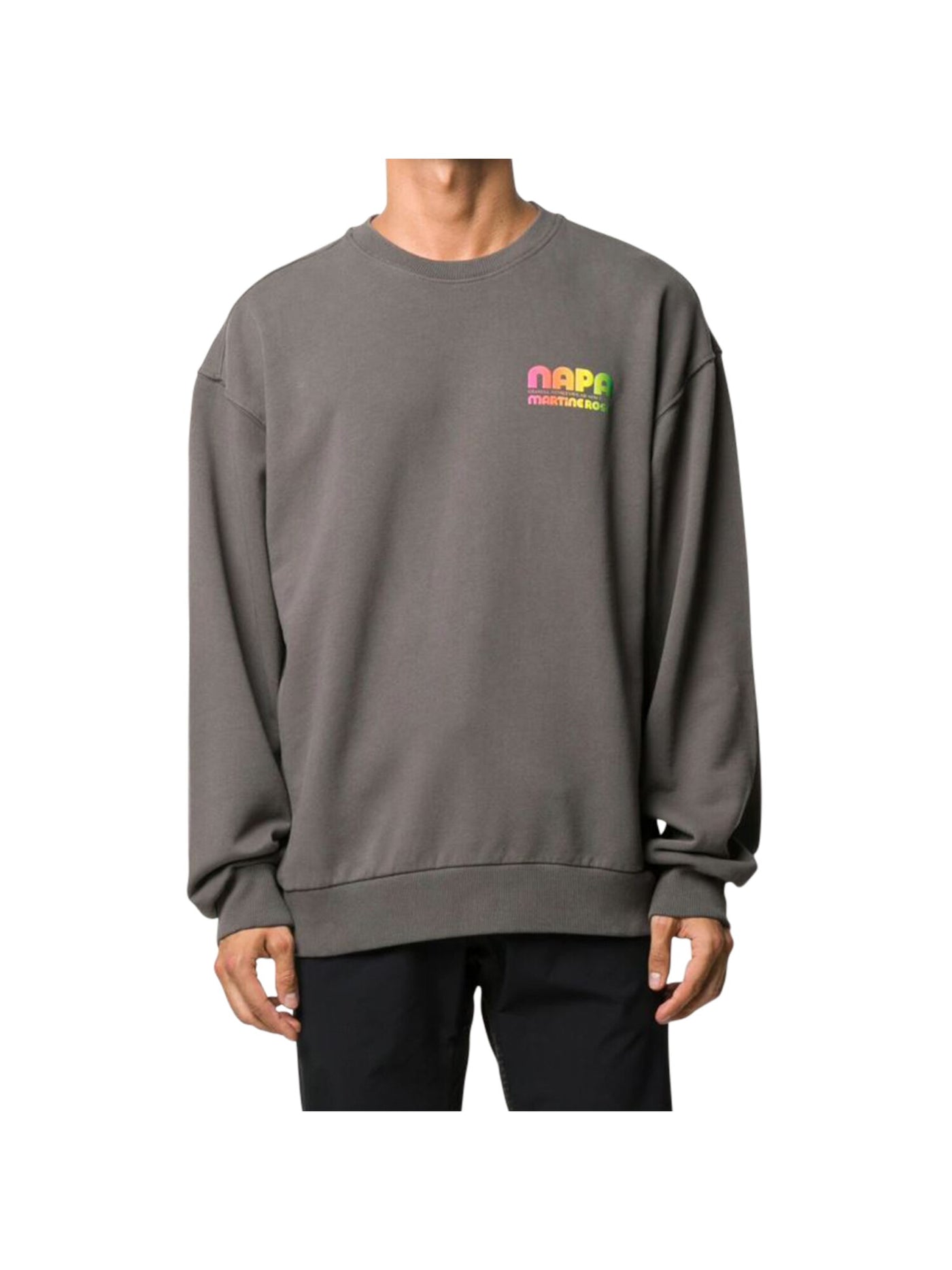 NAPA IJRI Mens Gray Printed Long Sleeve Crew Neck Classic Fit Sweatshirt M