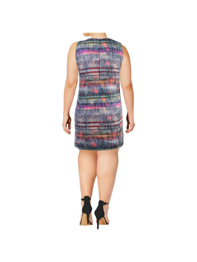 ARMANI Womens Blue Sleeveless Jewel Neck Knee Length Sheath Dress Size: 46