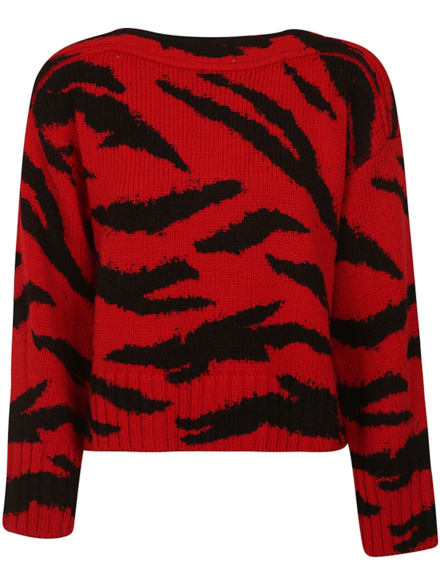 PHILOSOPHY Womens Red Animal Print Long Sleeve Boat Neck Sweater Size: 10