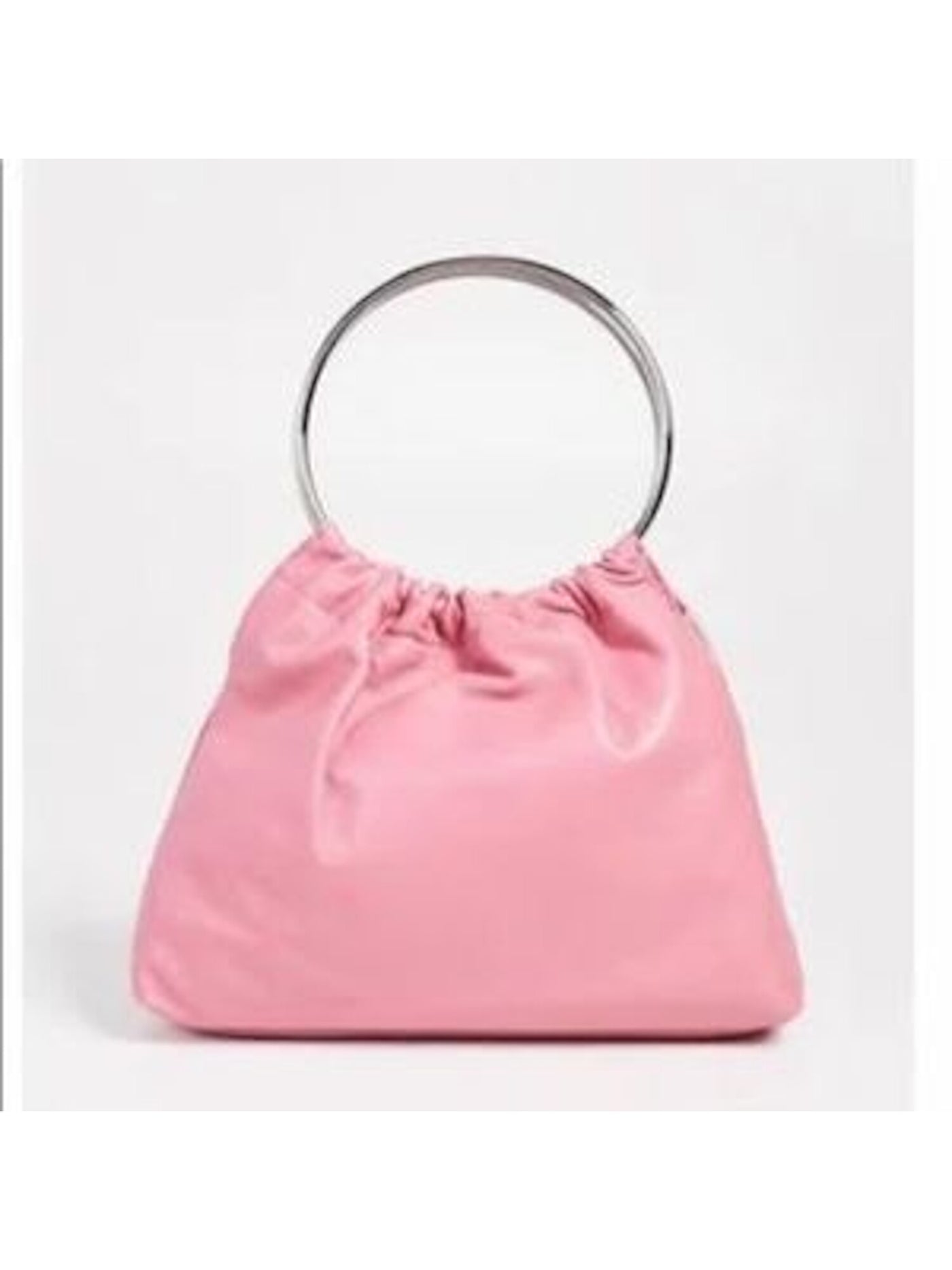 Little Liffner Women's Pink Leather Double Flat Strap Hobo Handbag Purse