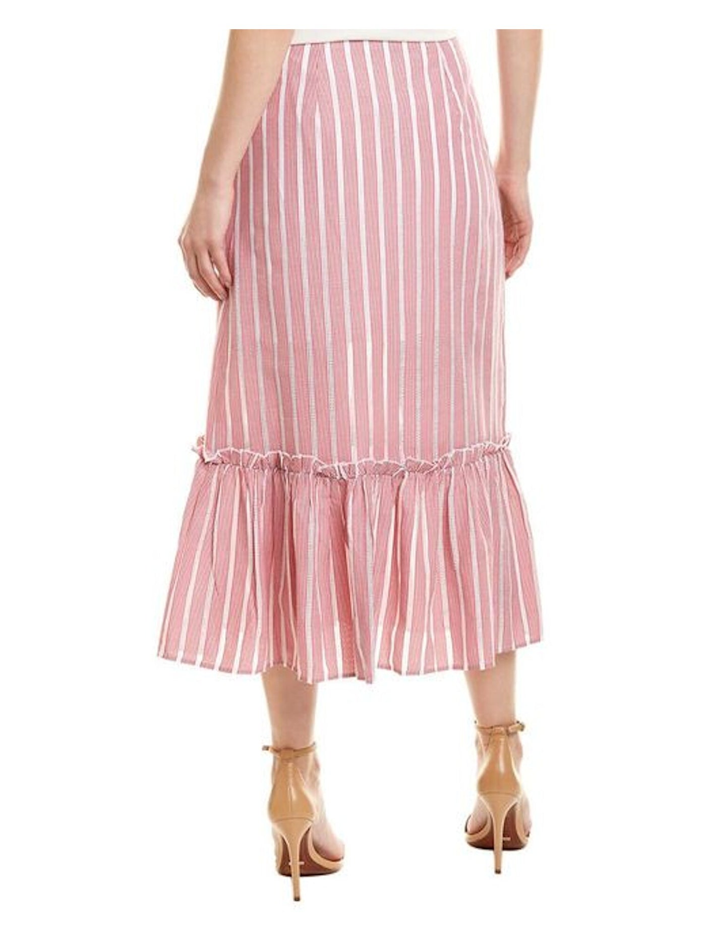 THE FIFTH LABEL Womens Red Striped Midi Pleated Skirt XS